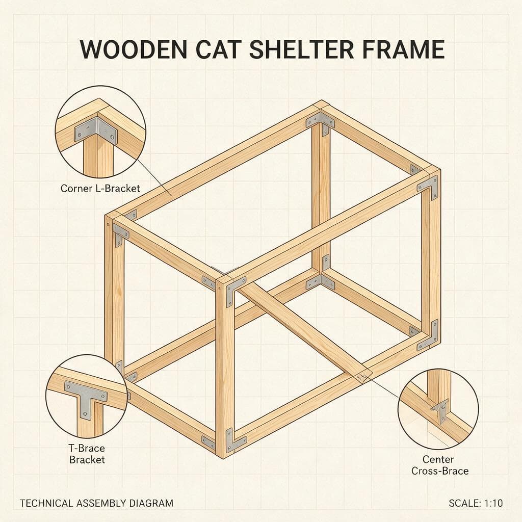 Assembled cat shelter frame