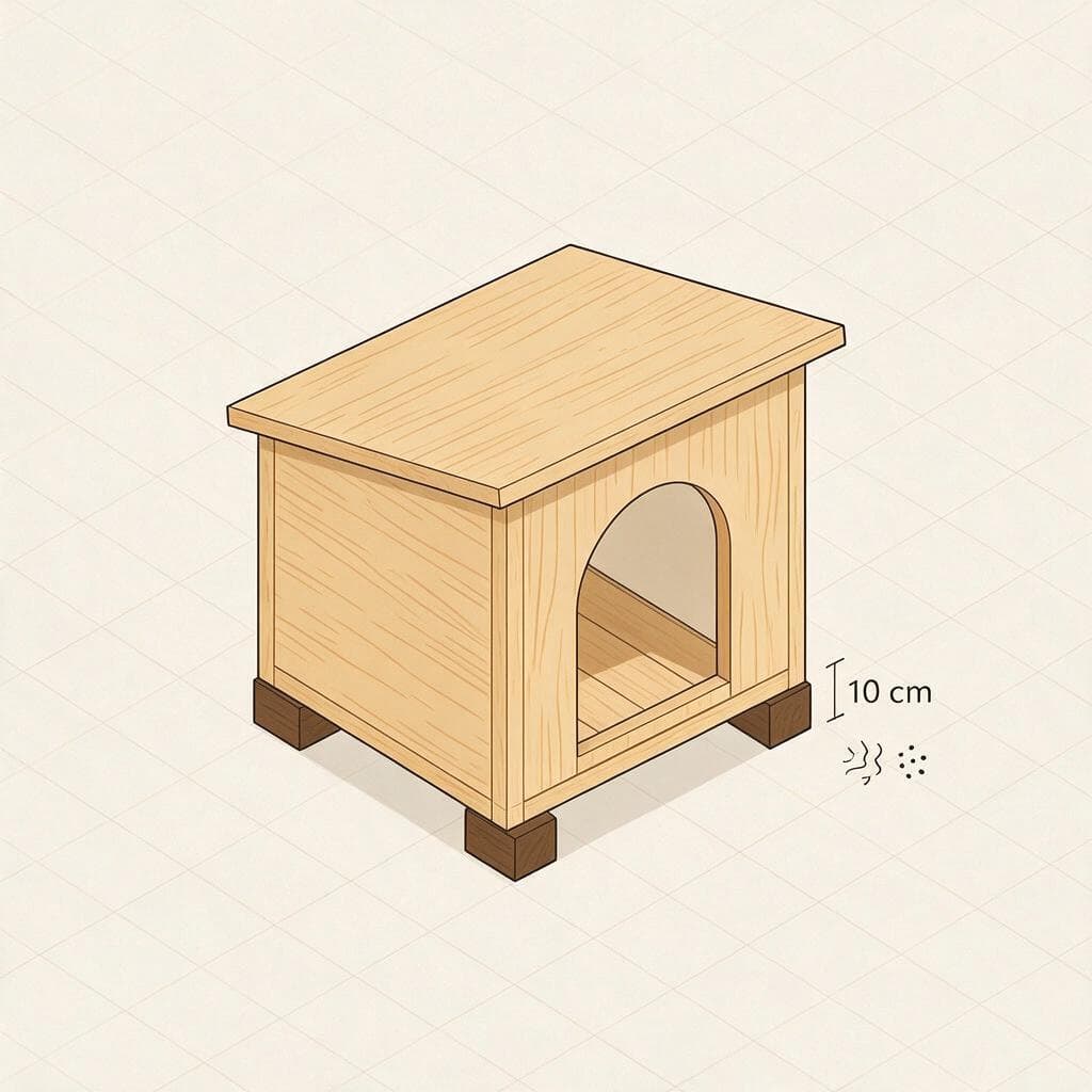 Raised cat shelter with clearance gap